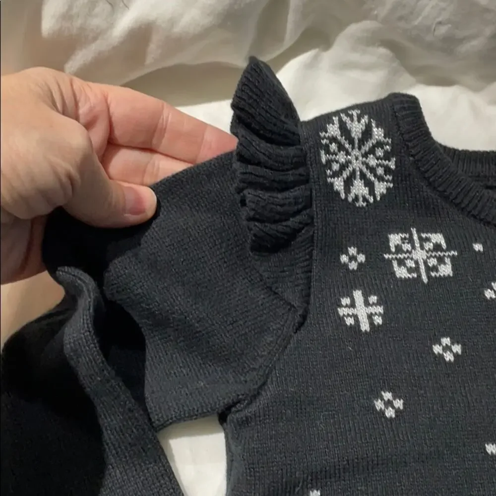 Gymboree 4t black snowflake sweater dress NWT